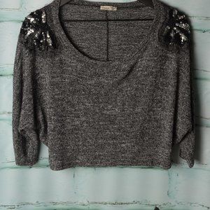 Gray crop Top with black sequin